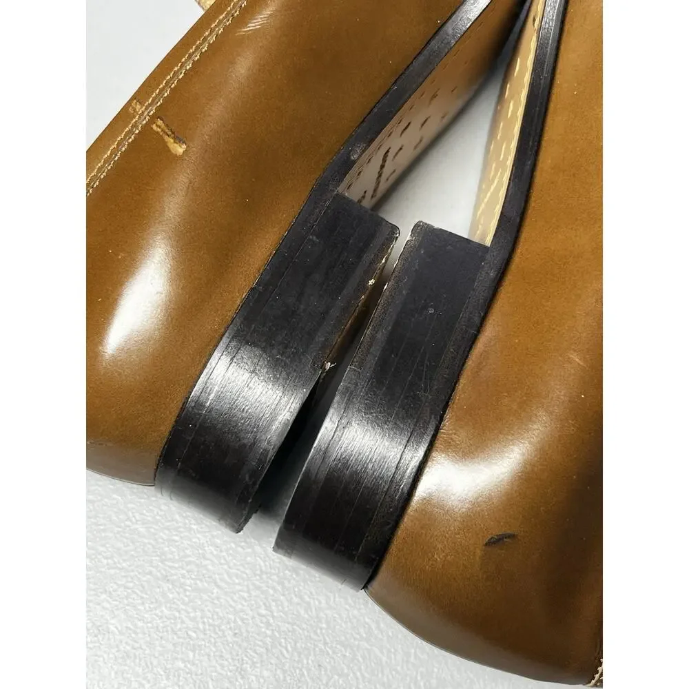 Brown Leather Loafers Dress Shoes Womens 39 Made in Italy 